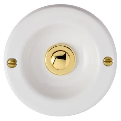 Grothe Kontaktschale Klingeltaster KS 2074 WS | 64141 | rund | Unterputz | Messing | 70x28 mm | weiß lackiert