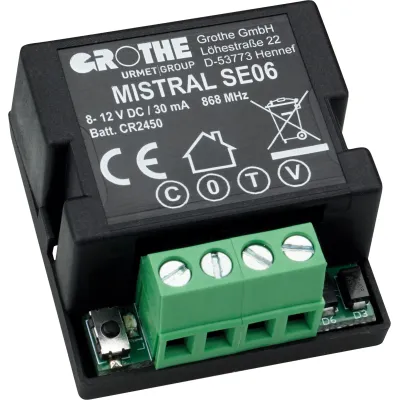 Grothe Funksender MISTRAL SE06 43443 | Funkgong Modul | 868,35 MHz | Reichweite 150 m | Unterputz | Batterie | schwarz