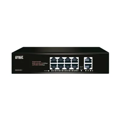Grothe PoE Switch SWI 3000/451 | 10 Ports | 8x PoE 10/100 Mbps | 2x Uplink | 120W Gesamtleistung | Desktop | IP20