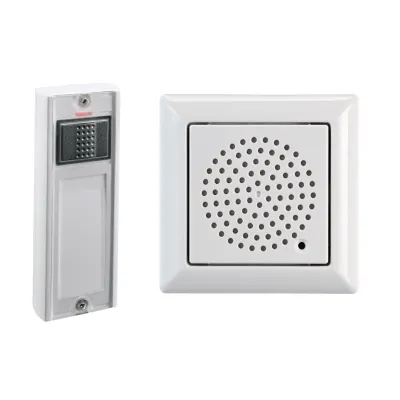 Grothe Funkgong Set UP-FG 230ws 43740 | Funktürklingel | 230V AC | 83dB | IP20 | 500m Reichweite | 15 Melodien | Weiß