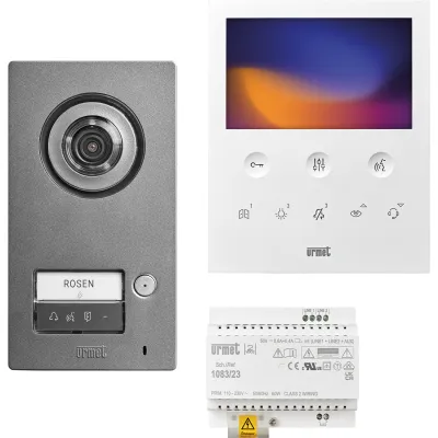 Grothe Video-Türsprechanlage Set 2VOICE Comfort | 5 Zoll Farbdisplay | Aufputz | vandalensicher | weiß/silber