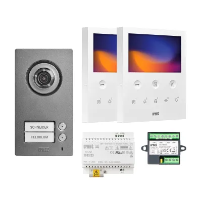 Grothe Video-Türsprechanlage SET 1784/782 | 2VOICE Comfort | 2-Draht Bus | 2x 5" Video-Innenstation | Silber