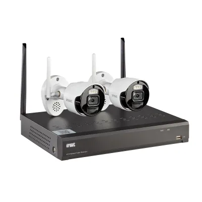 Grothe Videoüberwachungsset SET 1098/820 | WLAN NVR 8 Kanäle | 2x 2MP Bullet-Kamera IP66 | 1TB HDD | Nachtsicht | Farbe