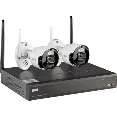 Grothe Videoüberwachungsset SET 1098/820 | WLAN NVR 8 Kanäle | 2x 2MP Bullet-Kamera IP66 | 1TB HDD | Nachtsicht | Farbe