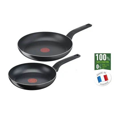 Tefal Pfannen-Set B55590 Easy Cook & Clean | 24/28 cm | Antihaft | Thermo-Signal | spülmaschinengeeignet | Schwarz