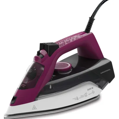 Grundig Dampfbügeleisen SI 6850 | 2600W | Keramiksohle | 120g Dampfstoß | Anti-Kalk | Auto-Off | violett/grau/weiß