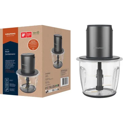 Grundig Zerkleinerer Delisia Novus CH 7140 | 500W | 1l Glasbehälter | 4 Edelstahlmesser | 2 Stufen | Dark Inox/Schwarz