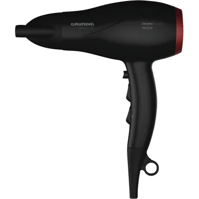 Grundig Haartrockner HD 3700 B | 1800 Watt | 3 Heizstufen | Kaltstufe | Stylingdüse | 1,8 m Kabel