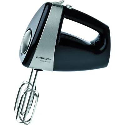 GRUNDIG Handmixer HM 5040 | 300W | 5 Geschwindigkeiten & Turbostufe | Edelstahl-Rührstäbe & Knethaken | Schwarz/Silber