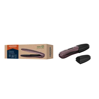 Grundig Mini-Haarglätter HS 6330 | kabellos | einstellbare Temperatur | Keramik-Beschichtung | USB | violett