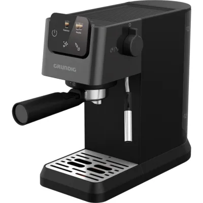 GRUNDIG Siebträgermaschine KSM 4330 Espressomaschine | 15 Bar | Milchaufschäumer | 1,1 L Wassertank | Schwarz | 1628 W
