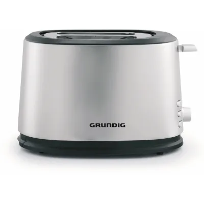 Grundig Toaster TA 5620 | 2-Scheiben | Edelstahl Schwarz | breite Toastschlitze | Brötchenaufsatz | 850 Watt