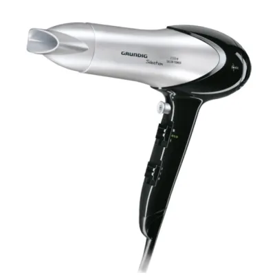 Grundig Haartrockner HD 6080 B | Ionic-Funktion | 2200 W | 3 Temperaturstufen | Kaltstufe | Schwarz/Silber