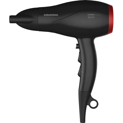Grundig Haartrockner HD 3700 B | 1800 W Föhn | Keramik-Beschichtung | 3 Temperaturstufen | Kaltstufe | Schwarz/Kirschrot