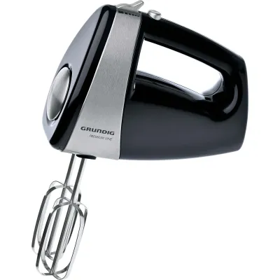 Grundig Handmixer HM 5040 | 5 Stufen + Turbo | 300 W | Edelstahl-Rührstäbe & Knethaken | Schwarz/Edelstahl