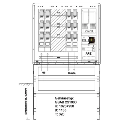 GSAB Meß-Wandlerschrank Syna bis 630A 43.W630.001