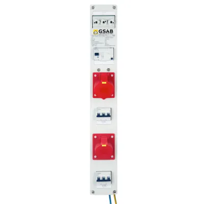 GSAB Systemleiste 99.00.-023 | Sammelschienenleiste 185mm | 2x CEE32A | FI 0,03A | LS | Kunststoff | IP30 | grau