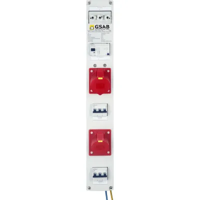 GSAB Systemleiste 99.00.-023 | Sammelschienenleiste 185mm | 2x CEE32A | FI 0,03A | LS | Kunststoff | IP30 | grau