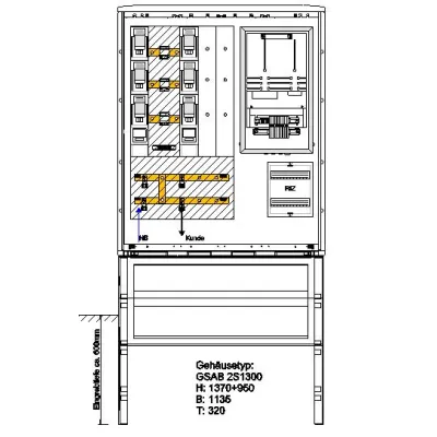 GSAB Elektrotechnik Wandlermessung 250A 22.W250.001 | Zähler-Komplettschrank | 1 Zählerplatz | IP44 | Kunststoff | grau
