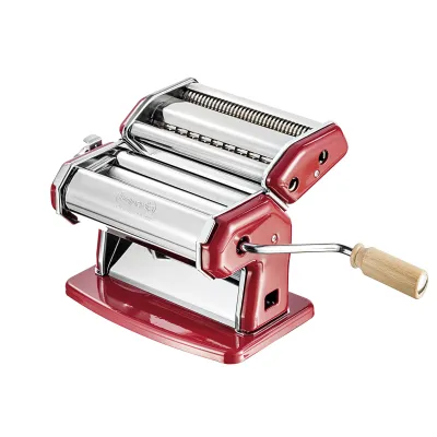 GSD IMPERIA La Rossa Nudelmaschine | Pasta Maker | 6 Stärken | Tagliatelle & Fettuccine | Rot | Made in Italy