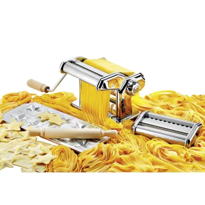 GSD Pasta-Set 20615 | Nudelmaschine 5-tlg. | Spaghetti, Tagliatelle, Fettuccine, Ravioli | 150 mm | verchromt