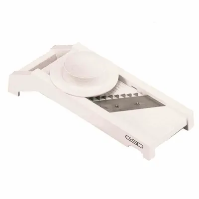 GSD Universal-Gemüsehobel 5300 | 3-in-1 Gemüseschneider | Edelstahlklingen | 3 Einsätze | 30x11x6cm | Weiß