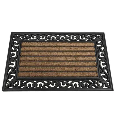 Siena Garden Gummimatte Impalla 45x75 cm | Fußmatte Kokosfaser Gummi | schwarz/natur | Indoor Outdoor