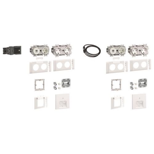 Bild: Hager 2Arbeitsplätze je 3Std+USB GAPSET2 Charger 15W 2xRJ45 Cat.6A verkehrsweiß