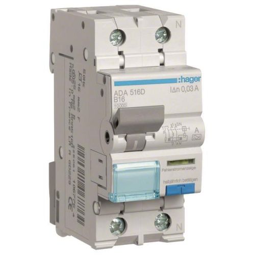 Bild: Hager ADA516D FI/LS-Schalter 1P+N 10kA B16A 30mA
