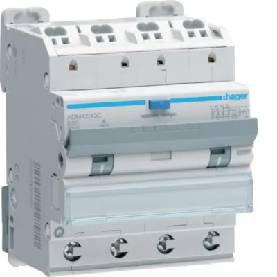 Hager FI/LS-Schalter ADM420QC | 4-polig | 6kA | B20A | 30mA Typ A | QuickConnect | 230/400V | Fehlerstromschutz