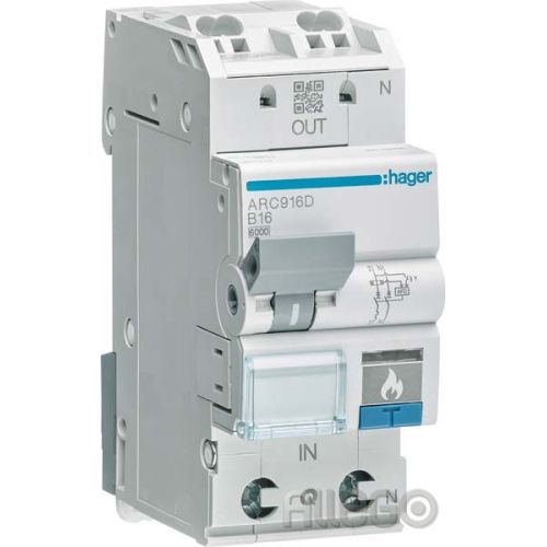 Bild: Hager ARC910D AFDD mit LS-Schalter 1P+N 6kA B-10A 2M