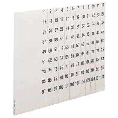 Hager Beschriftungsbogen ZZ90C | Nummerierung 1-108 | DIN A4 | selbstklebend | 10 Stück | weiß