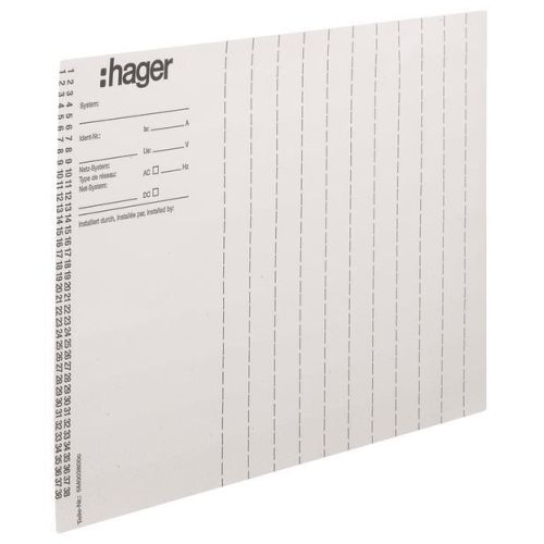 Bild: HAGER Beschriftungsbögen ZZ90B