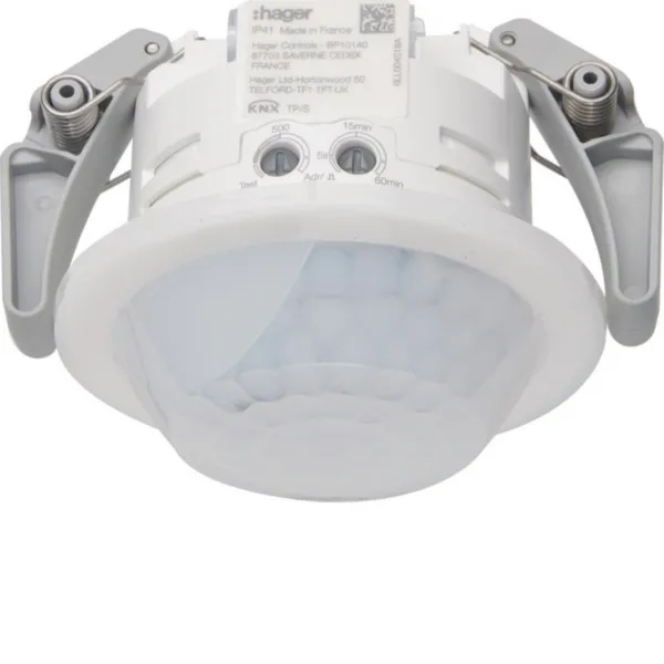 Hager Bewegungsmelder KNX TXD505 | Korridor | 360° Erfassung | Unterputz | 30x5m | Fernbedienbar | Weiß
