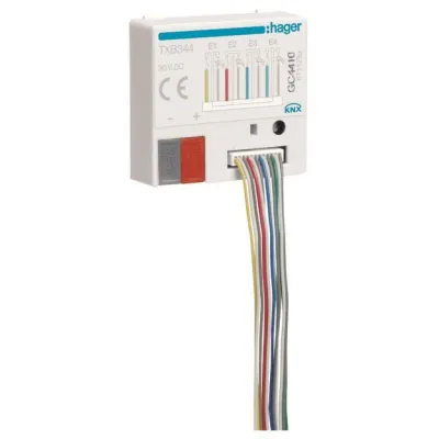Hager Binäreingang KNX TXB344 Unterputz 4-fach Eingang | 4 LED Ausgänge | Bussystem KNX | LED-Anzeige | IP20