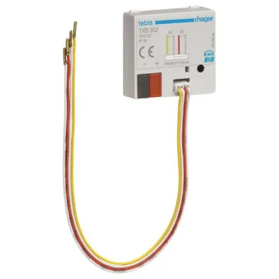 Hager Binäreingang KNX TXB302 2-fach Unterputz | Tastereingang Schalterkontakt | Busankopplung inklusive | IP30 | Weiß