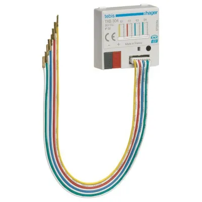 Hager Binäreingang KNX TXB304 | 4-fach Unterputz | Taster-/Schalterschnittstelle | 5V DC | IP30 | Smart Home