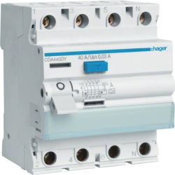 Hager CDA440DY FI-Schutzschalter 40A 30mA Typ A 3P+N 4TE Testkreis L1-N