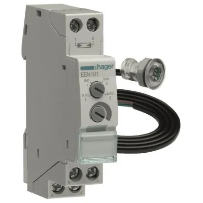 Hager Dämmerungsschalter EEN101 mit Einbaufühler EEN002 | REG 230V | 2300W | DIN-Schiene | IP20/IP54 | Lichtsteuerung