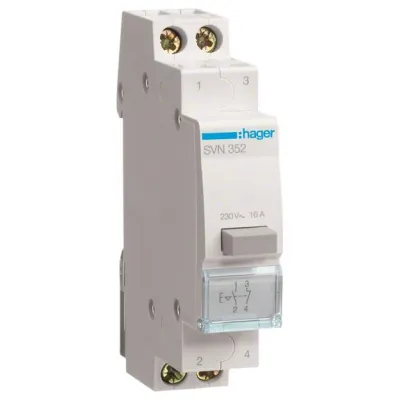 Hager Druckschalter SVN352 | 1 Schließer 1 Öffner | 16A | 230V AC | 1TE | IP20 | grau