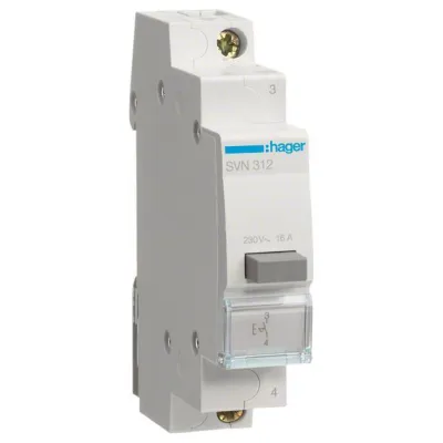 Hager Druckschalter SVN312 1 Schließer 16A 230V AC | REG | 1TE | IP20 | grau