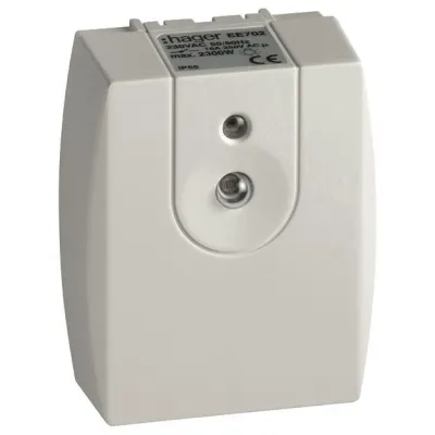 HAGER Dämmerungsschalter Komfort EE702 | Aufputz | IP55 | 230V | 16A | 2300W | einstellbar 2–1000 Lux | weiß