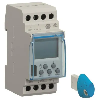 Hager Wochenschaltuhr EGK103 | Digitale Zeitschaltuhr 1-Kanal | 16A | 2 PLE | Bluetooth-Programmierung | App-Steuerung