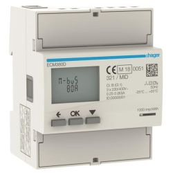 Hager Energiezähler 3phasig direkt 80A, 4M, MBUS ECM380D