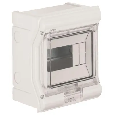 HAGER Kleinverteiler VE106SN | Aufputzverteiler 1-reihig 6 Module | IP65 | UV-stabil Kunststoff | Grau RAL7035