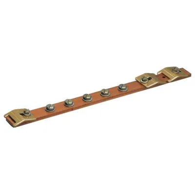 Hager Erdungsschiene UZ010 | Schutzleiterverbindung | 1-feldig | Kupfer | 20x5 mm | zum Schrankeinbau