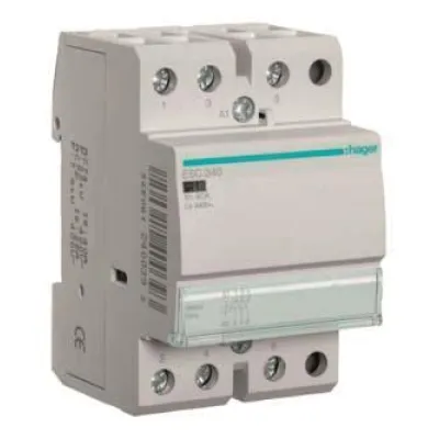 Hager Installationsschütz ESC340 | 40A | 3-polig | 230V AC Steuerung | 400V Betrieb | 3 Schließer | DIN EN 61095 | IP2X