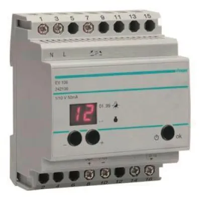 Hager Fernsteuergerät EV106 | 1-10V Schnittstelle | bis 30 Dimmer steuerbar | REG | Lichtwertspeicher | grau