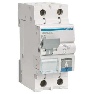 Hager Brandschutzschalter AFDD ARC516D | Fehlerlichtbogen-Schutz | LS-Schalter 1P+N | 16A B | 10kA | 230V | IP20