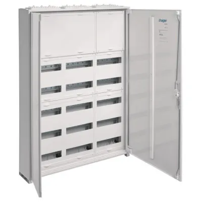 Hager Feldverteiler FWB73N | Aufputz IP44 SKII | 3x7 Reihen | 180 Module | Stahlblech 1100x800x161mm | weiß